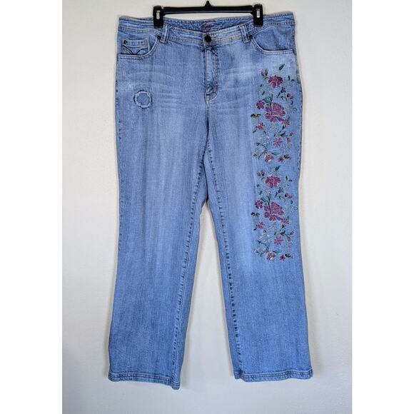 Vintage Venezia Embroidered Bootcut Jean Hippie Boho Flower Women’s Sz 20 Denim - Picture 1 of 15